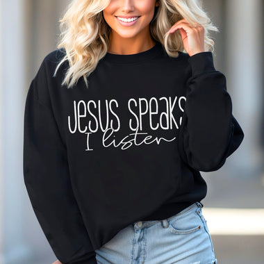 Jesus Speaks I Listen WHITE DTF Transfer (SDD)