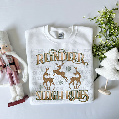 Reindeer Sleigh Rides DTF Transfer