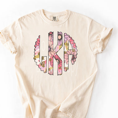 Custom Blooms (SAG) Monogram DTF Transfer (leave initials in the note/personalize box with first initial first, last name initial middle and middle initial last)