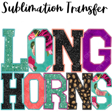Longhorns Floral Mascot Sublimation Transfer