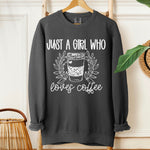 Just a Girl Who Loves Coffee (White) DTF Transfer (SDD)