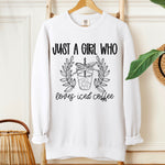 Just a Girl Who Loves Iced Coffee (Black) DTF Transfer (SDD)
