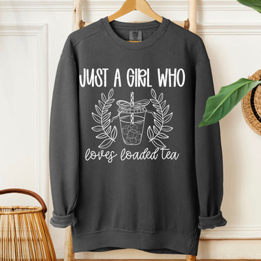 Just a Girl Who Loves Loaded Tea (White) DTF Transfer (SDD)