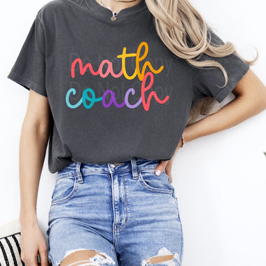 Colorful Cursive MATH COACH DTF Transfer