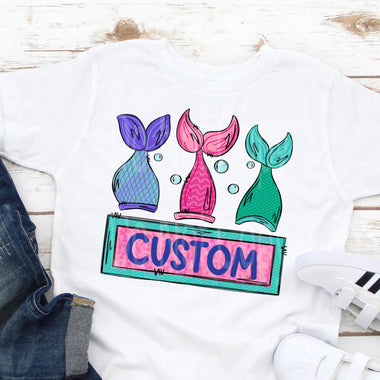 Custom Listing Mermaid Tails DTF Transfer (leave name in the note)