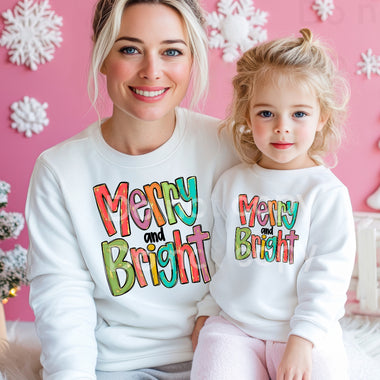 Merry and Bright with Faux Foil DTF Transfer