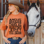 Cattle Names Single Color Screen T109