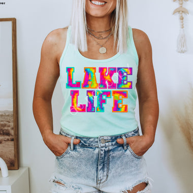 Lake Life Tie Dye Screen Print High Heat Transfer W129