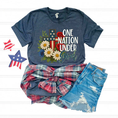One Nation Under God White DTF Transfer (SDD)