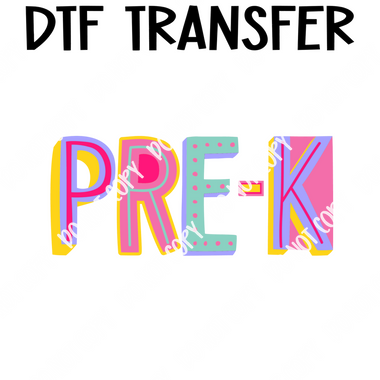 Colorful Pre-K girl Grade girl DTF Transfer