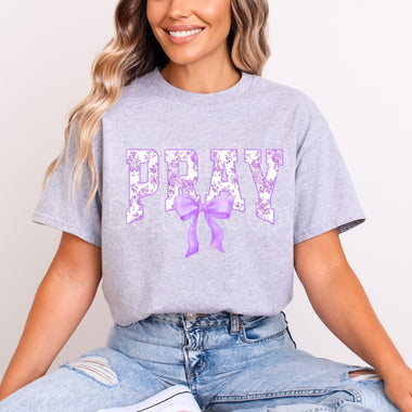 Pray Purple Toile DTF Transfer
