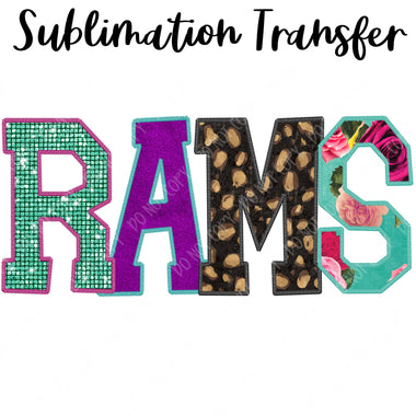Rams Floral Mascot Sublimation Transfer