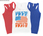 Land of the Free Flag Screen Print High Heat Transfer Y2