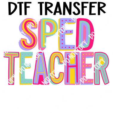 Colorful SPED Teacher DTF Transfer