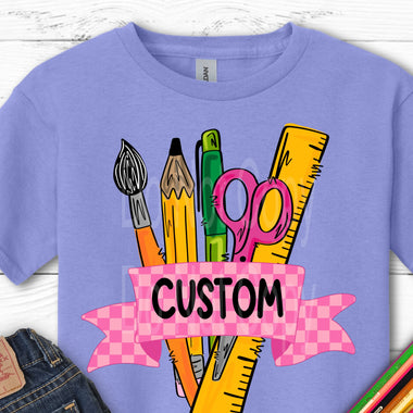 Custom Listing School Supplies DTF Transfer (leave name in the note)