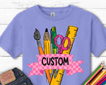 Custom Listing School Supplies DTF Transfer (leave name in the note)