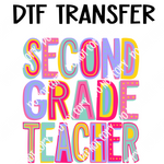 Colorful Second Grade Teacher DTF Transfer