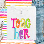 Teacher Colorful Checkered DTF Transfer (SBBB)