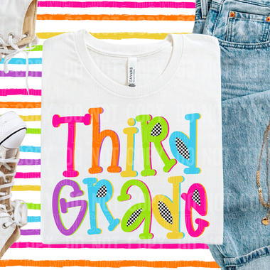 Third Grade Colorful Checkered DTF Transfer (SBBB)