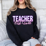 Faux Embroidery First Grade Teacher DTF Transfer