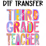 Colorful Third Grade Teacher DTF Transfer