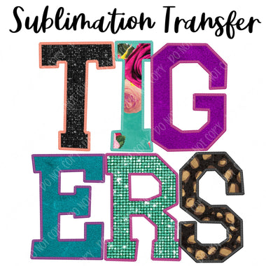 Tigers Floral Mascot Sublimation Transfer