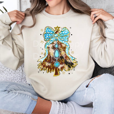 Turquoise Christmas Tree DTF Transfer