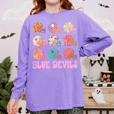 Funky Football Helmet Custom Mascot Wholesale Long Sleeve Shirt