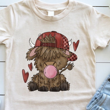 Boy Valentine Highland Cow DTF Transfer