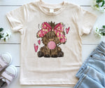 Girl Valentine Highland Cow DTF Transfer