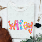 Wifey Colorful Checkered DTF Transfer (SBBB)