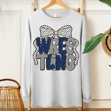 Wrestling Bow Navy Grey DTF Transfer (SDD)