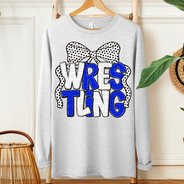 Wrestling Bow White Royal Blue DTF Transfer (SDD)