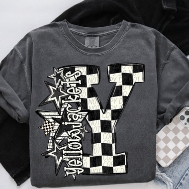 Yellow Jackets Big Check Mascot DTF Transfer (CS)