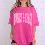 Coffee and Chaos PINK DTF Transfer (SBBB)