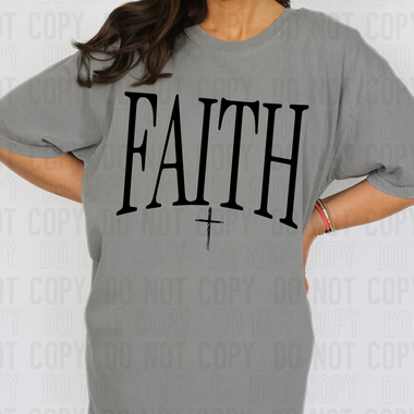 Faith Cross Black DTF Transfer (SBBB)