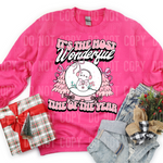 It's The Most Wonderful Time Of The Year Pink Snow Globe DTF Transfer (SBBB)
