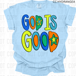 God is Good Blue Green DTF Transfer (AR)