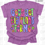 God's Got Big Plans Pink Purple DTF Transfer (AR)