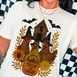 Faux Embroidery Trick or Treat Halloween Chickens DTF Transfer (SBBB)