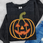 Jack o Lantern Faux Embroidery Halloween DTF Transfer (SBBB)