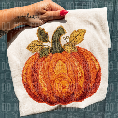 Fall Pumpkin Faux Embroidery DTF Transfer (SBBB)