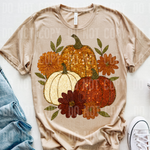 Sequin Faux Embroidery Fall Pumpkin Floral DTF Transfer (SBBB)
