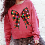 Red and Black Checkered Christmas Light Bow DTF Transfer (SBBB)