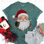 Santa Christmas Lights Coffee Faux Embroidery DTF Transfer (SBBB)