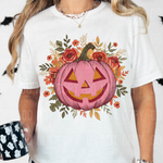 Pink Jack O Lantern Faux Embroidery Floral DTF Transfer (SBBB)