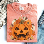 Jack O Lantern Orange Faux Embroidery Floral DTF Transfer (SBBB)