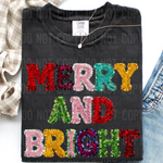 Merry and Bright Faux Sequins Christmas DTF Transfer (SBBB)