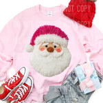 Christmas Pink Santa Faux Yarn Light Skin DTF Transfer (SBBB)
