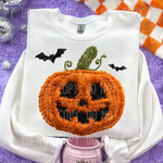 Jack o Lantern Faux Yarn  DTF Transfer (SBBB)